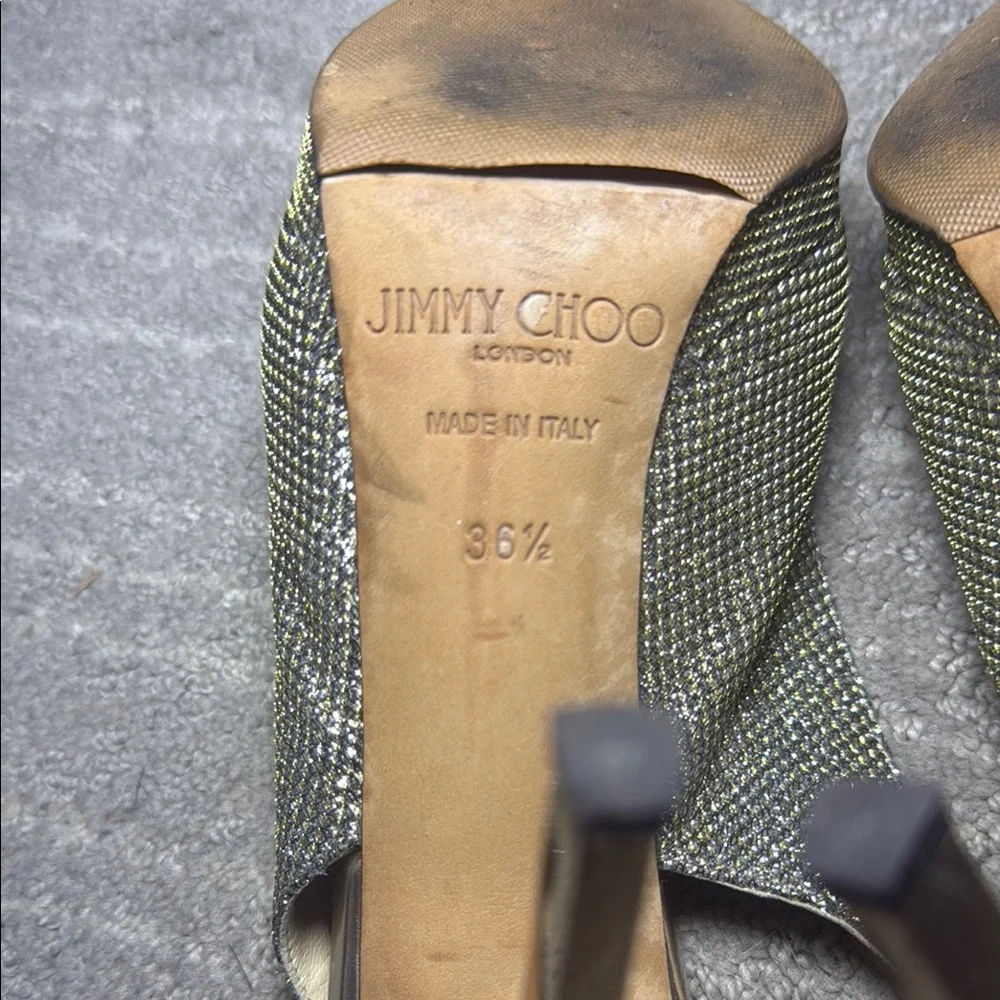 Jimmy Choo Gold Slingback Heels - Picture 9 of 10